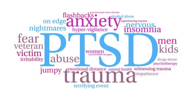 A word cloud of ptsd related words.
